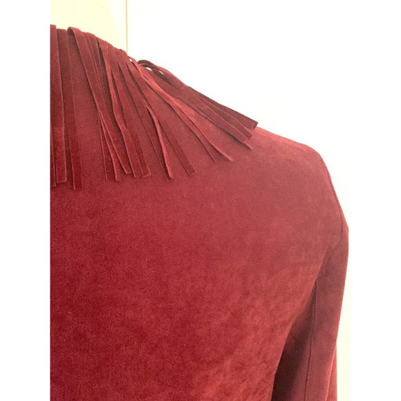 Women’s Burgundy Red Fringed Cardigan Jacket Size 6 - Picture 5 of 8